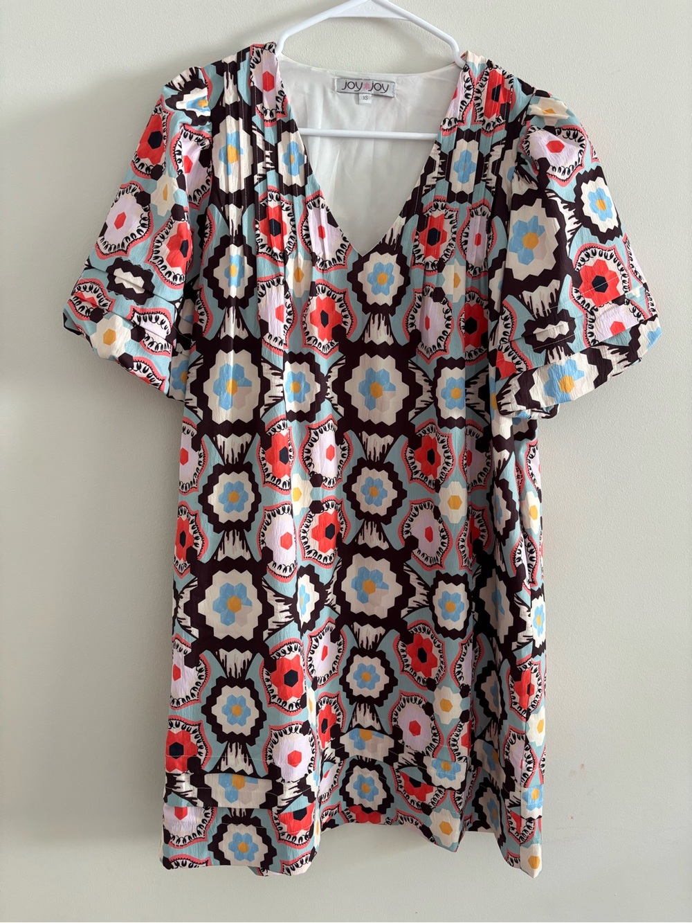 Joy Joy Floral Fall V-Neck Flutter Sleeve Dress Size XS